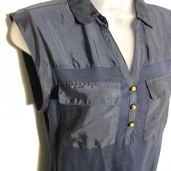 BANANA REPUBLIC | Casual Blue Silky Blouse - S - Picture 7 of 8